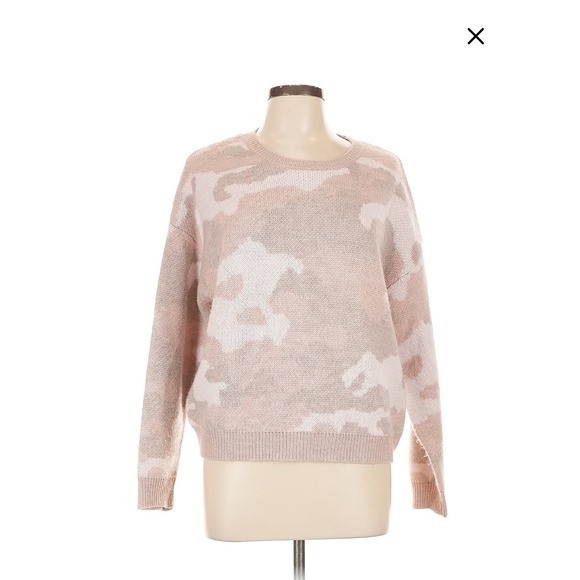 Lucky Brand Sweaters - Lucky Brand Womens Sweater L/G Pink Camouflage Crew Neck Pullover Wool Knit